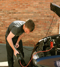 Jump start automobile battery